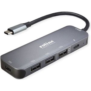 ROLINE - USB 3.2 Gen 2 Hub - 4 Poorten - Grijs - Type-C Aansluitkabel