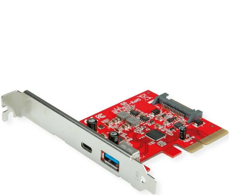 ROLINE PCI Express-kaart, USB 3.2 Gen 2 USB A - USB C, 1x USB-A, 1x USB-C