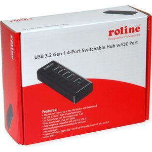 ROLINE USB 3.2 Gen 1 Notebook Hub 4 poorts + 1x opladen - zwart 14.02.5058