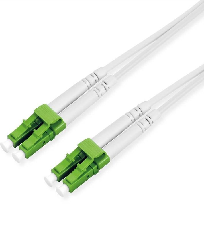 ROLINE glasvezelkabel duplex, 9/125µm OS2, LC/LC, APC, staal versterkt, LSOH , wit, 1 m