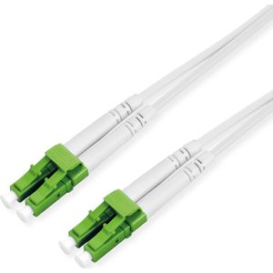 ROLINE glasvezelkabel duplex, 9/125µm OS2, LC/LC, APC, staal versterkt, LSOH , wit, 2 m