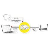 Value - USB 3.2 Gen 2 Type C naar Gigabit Ethernet Converter - Zwart - Met PD-poort