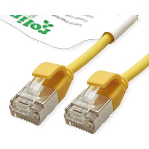 ROLINE GREEN F/UTP DataCenter Patchkabel Cat.6A (Class EA), LSOH, extra dun, geel, 0,15 m
