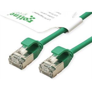 ROLINE GREEN U/FTP Patchkabel Kat.6A (Class EA), LSOH, Slim, grün, 1 m
