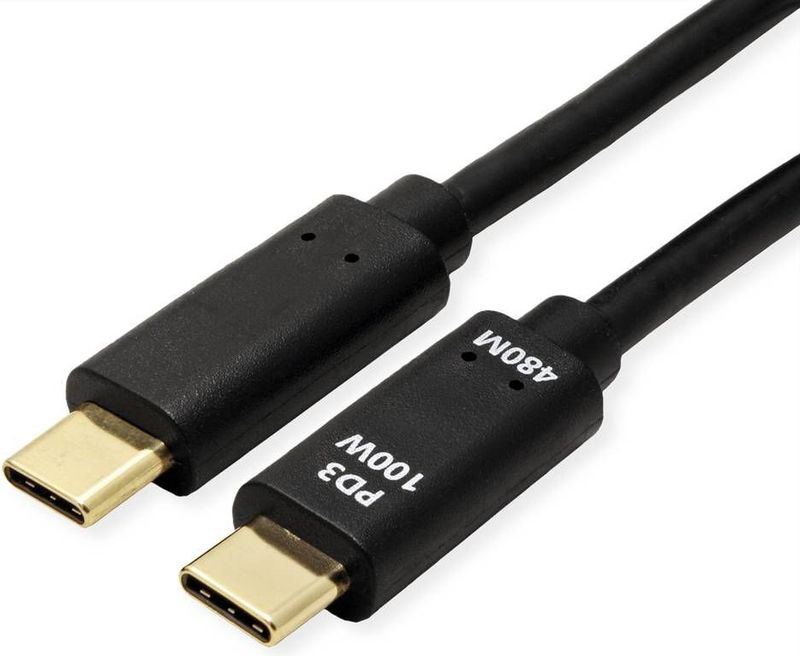 Value USB-Ladekabel usb 2.0 usb-c® Stecker 3.00 m Schwarz 11998310