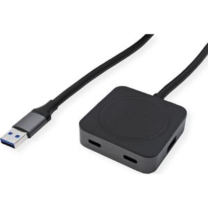 VALUE USB 3.2 Gen 1 Hub, 4 poorten (2x USB-A + 2x USB-C), met verlengkabel, 5 m