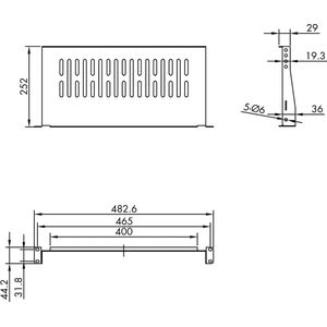 Value - Apparaatdrager - Zwart - 19 Inch - 1HE - 10 kg Draagkracht