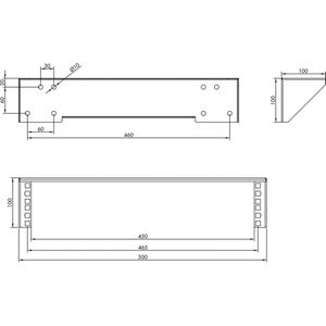 19"" wand-/ondersteuningsbeugel, 2 HE, zwart