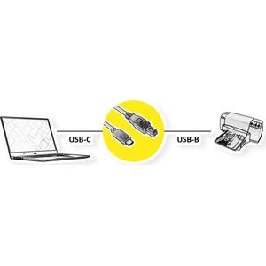 Roline USB-kabel USB-C stekker, USB-B stekker 3.00 m Zwart Afgeschermd 11028337