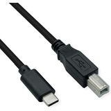 ROLINE USB 2.0 type C kabel, C - B, ST/ST, zwart, 4,5 m