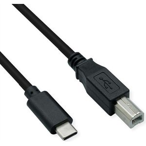 ROLINE USB2.0 Type C-kabel, C - B, M/M, zwart, 4,5 m