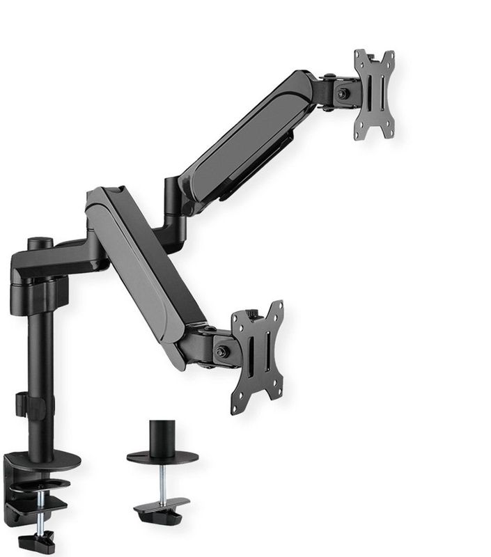 Value - Dual LCD-Arm Monitorsteun - Zwart - Tafelmontage - VESA 75/100