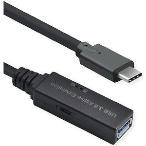 ROLINE USB 3.2 Gen 1 Active Repeater-kabel, Type A - C, zwart, 5 m