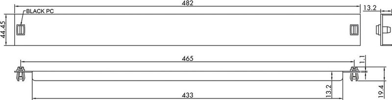 Value - 19" Afdekplaat - Zwart - Staal - Snap-In Mechanisme