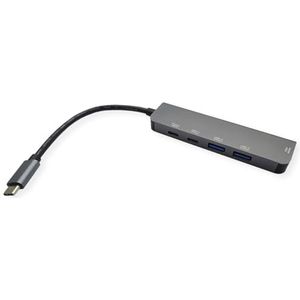 Value USB-C Dock HDMI+2xUSB A+ 1x C++ 1xC PD 4K60 - Digitaal/Data (USB C), Docking station + USB-hub, Grijs, Zwart