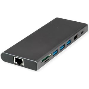 VALUE WAARDE USB Type C Docking Station, HDMI 4K60 , 4x US3.2Gen1 (1x C + 3x A), 1x PD, 1x SD/TF, 1x RJ45, 1x 3.5mm - meerkleurig 12.99.1138