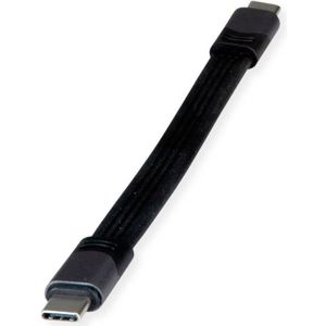 ROLINE USB4 Gen3x2 kabel, Emark, plat, C-C, ST/ST, 40Gbit/s, 100W, zwart, 15 cm