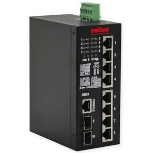 ROLINE Industrial Gigabit Switch, 10 Ports, PoE+, Smart Managed, 240W