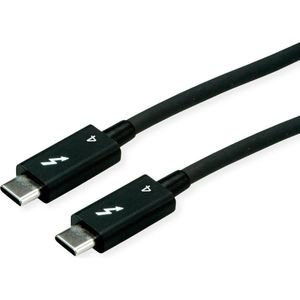 ROLINE Thunderbolt™ 4 kabel, C-C, M/M, 40Gbit/s, 100W, passief, zwart, 0,5 m