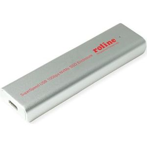 Roline Externe USB3.2G2 Type C behuizing voor M.2 NVME SSD (M.2), Harddisk behuizing, Zilver