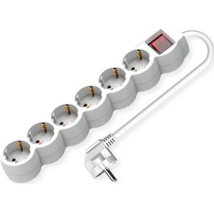 Stekkerdoos - 6-Voudig - Kunststof - Geaarde Stopcontacten - Aan/Uit-Schakelaar