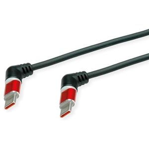 ROLINE 360° Rotatie USB 2.0 Kabel, Type C - Type C, M/M, 60W, rood / zwart, 2 m