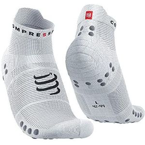 COMPRESSPORT Pro Racing Sokken v4.0 Run Low Sokken, wit/legering, 35-38 Unisex, volwassenen