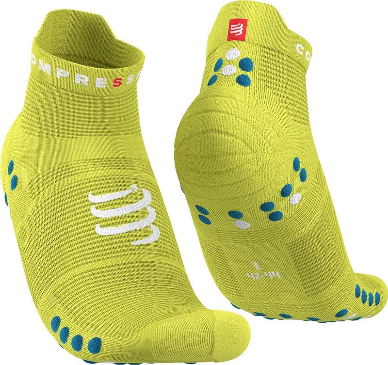 Compressport - Pro Racing Sock v4 Run Low - Sportsokken - Roze/Blauw - Unisex