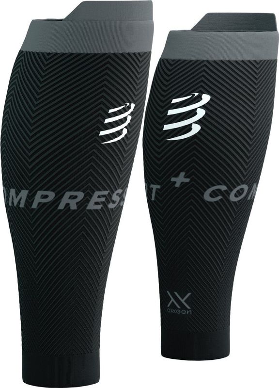 Compressport - R2 Oxygen - Calf Sleeves - Black / Steel Grey - Compressietubes