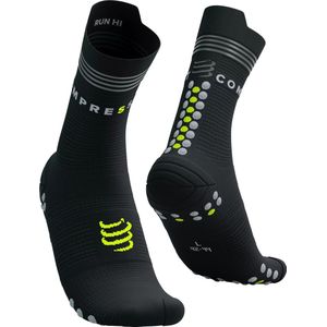 Pro Racing Socks v4.0 Run High Flash - Black/Fluo Yellow- Hardloopsokken