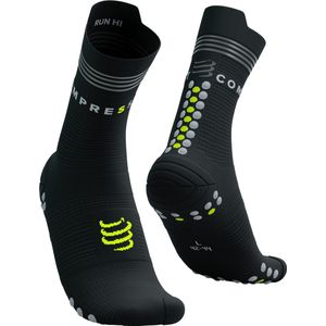 Compressport - Pro Racing Socks v4.0 Run High Flash - Hardloopsokken - Zwart/Fluo Geel