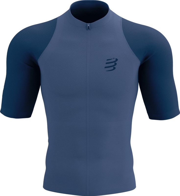 Compressport - Trail Racing Postural Jersey - T-shirt - Blauw - Lichtgewicht - Nauwsluitend
