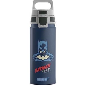 SIGG - WMB ONE Batman Into Action Blue aluminium drinkfles voor kinderen - Geschikt voor koolzuurhoudende dranken - Lekvrij - Lichtgewicht - BPA-vrij - Cer