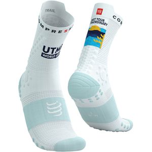 Compressport - Pro Racing Socks Trail V4.0 - Trailrunsokken - White / Ice Flow