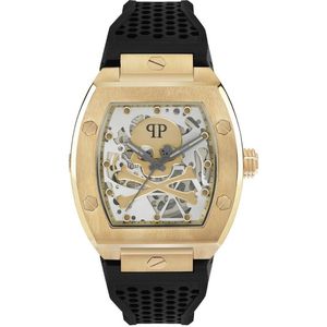 Philipp Plein Herenhorloge, analoog, automatisch, KELETON, goud/grijs - Pwbaa0321, Riemen.