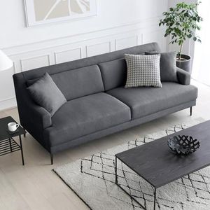 Produce Shop Sofa 3-zits, comfortabel design, poten van metaal, 200 cm, zwarte stof Egbert