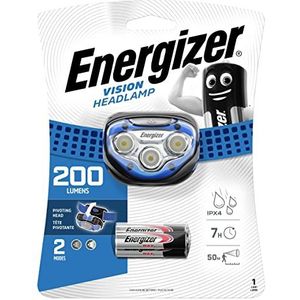 Energizer Vision Hoofdlamp, superheldere hoofdlamp voor kamperen, outdoor en wandelen, batterij inbegrepen, blauw