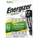 Energizer Batterij NiMH, Micro, AAA, HR03, 1.2V/500mAh Universeel, Voorgeladen, Retail-blisterverpak