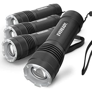 EVEREADY LED-zaklamp (4-pack) S300, IPX4 waterbestendige tactische zaklamp, heldere zaklampen voor kamperen, stroomuitsnijdingen, buitenshuis