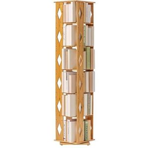 Staande boekenkast Bamboe opbergboekenkast 5-laags mode-displayrek 360 ° draaibare boekenplank voor thuiskantoor Boekenplanken