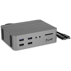 USB-C SuperDock 4K met 2x 4K bij 60Hz, 2x HDMI, Mini-DP, DP, Gigabit, 2x USB-A 3.0, USB-A 3.1 Gen2, 2x USB-C 3.1 Gen2, 2x USB 2.0, 3.5mm Audio, SD 4.0, 87W PD, 130W DC, aluminium, Space Grey