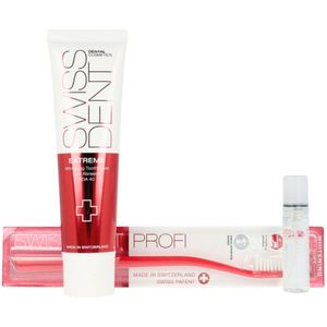 Swissdent Verzorging Sets Cadeauset EXTREME Promo EXTREME Whitening tandpasta 100 ml + EXTREME mondspray 9 ml + PROFI Whitening tandenborstel rood & wit 1 Stk. (€ 32,76 / 1 stuks)