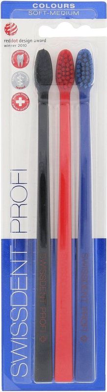 SWISSDENT Professionele Tandenborstel - Medium Zachte Borstelharen - 3 Stuks