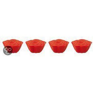 Zak!Designs Onderzetter - Voor Pannen - Bloem - Rood - Set van 4 stuks