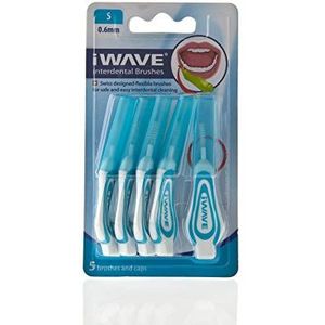 iWave Interdentale Borstels Fijne Maat 0,6 mm Blauw Pack van 5 - Interdentale Reinigingsborstels voor Totale Tandreiniging Plaque Removal Tool