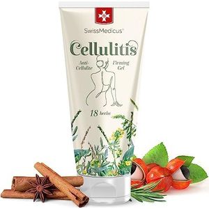 SwissMedicus Cellulitis natuurlijke buik anti-cellulitis lichaamscrème met rozemarijn - Guarana - kalmerende lotion perfecte massagebehandeling helpt bij afvallen - stimuleert het lymfestelsel - 200