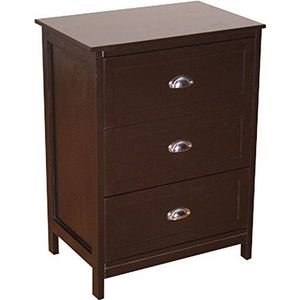 Country Commode met 3 laden, zwarte koffie, BxHxD 60x80x40