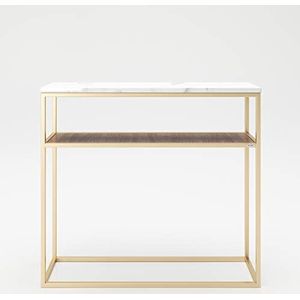 PLAYBOY 135801NBW voorraadkast met opslag, dressoir/consoletafel, walnoot, marmer, goud, 105 x 95 x 30 cm