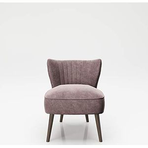 Playboy 657202RQ fauteuil met rugleuning, gewatteerde zonneligstoel van velours, rozenkwarts, 54 x 69 x 62 cm