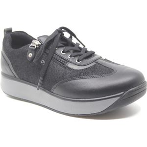 Joya, LAURA BLACK II, 904cas, Zwarte dames sneaker wijdte H met schokdempende PU zolen